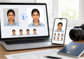 Passport Size Photo Maker Online Free using AI on laptop and smartphone