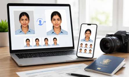Passport Size Photo Maker Online Free using AI on laptop and smartphone