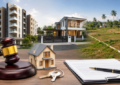 Properties Auctions in Kerala showing residential house, land and commercial property auction concept with bidding documents
