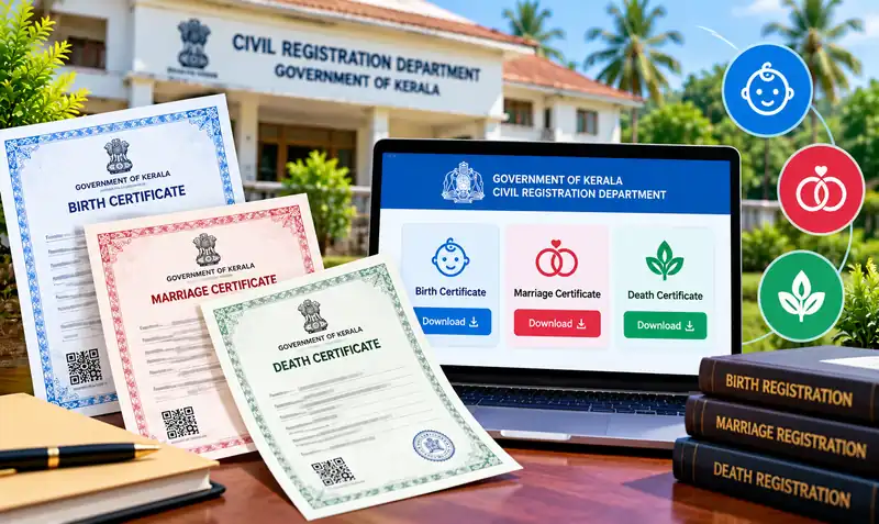 Kerala birth certificate, marriage and death certificate download on K-SMART