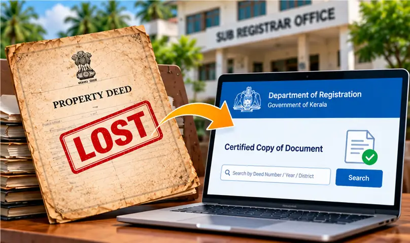 Lost property documents in Kerala replaced with a certified copy from the Registration Department